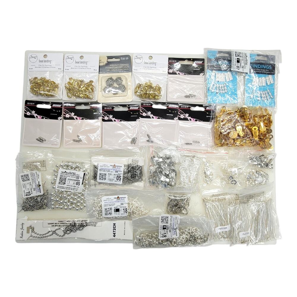 Jewelry Making Findings Destash Lot Fire Mountain Gems Bead Landing Clips Chain
